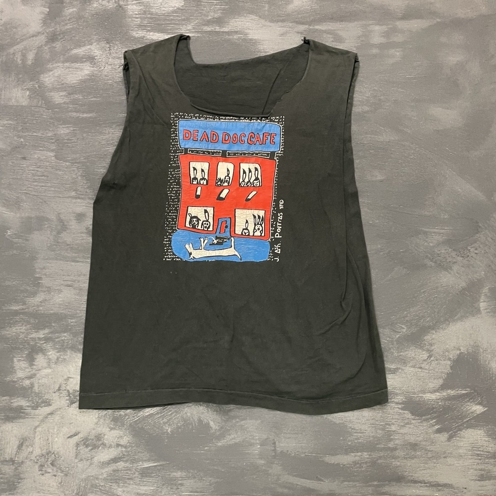 vintage Dead Dog Cafe sleeveless shirt mens large Black 1990s Thomas King